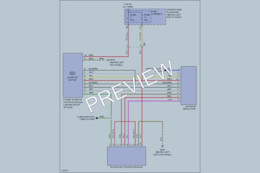 2011 Audi S4 Power Top Sunroof wiring diagram preview