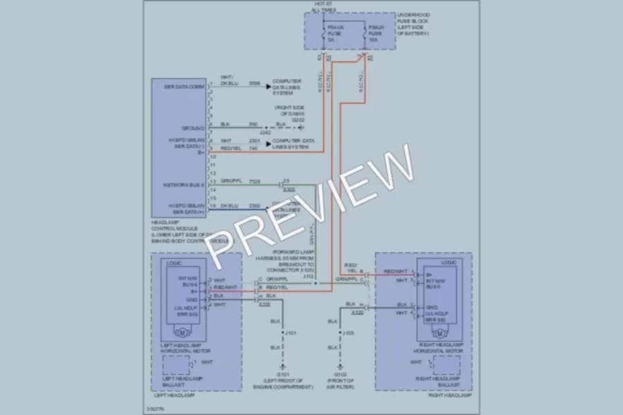 2011 Buick LaCrosse Headlights wiring diagram preview