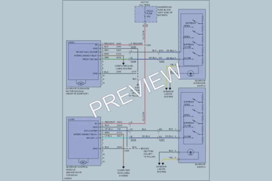 2011 Buick LaCrosse Power Top Sunroof wiring diagram preview