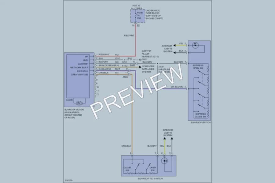 2011 Buick Regal Power Top Sunroof wiring diagram preview