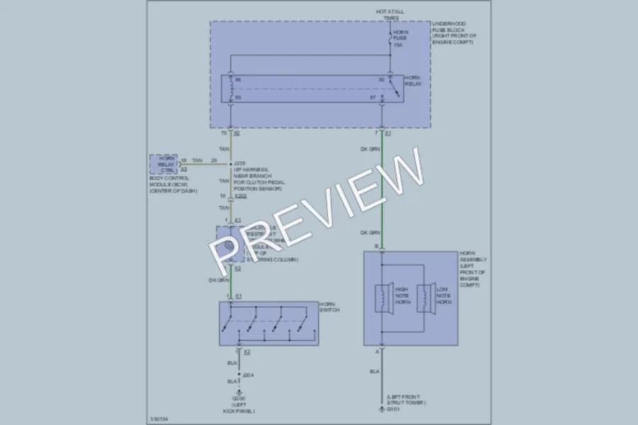 2011 Cadillac CTS Horn wiring diagram preview