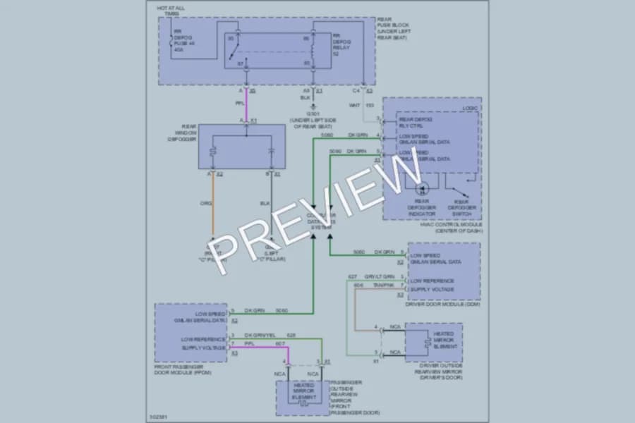 2011 Cadillac DTS Defoggers wiring diagram preview