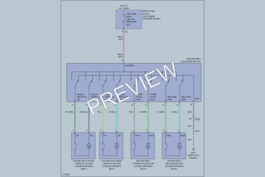 2011 Cadillac SRX Power Seats wiring diagram preview