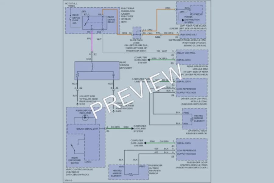 2011 Cadillac STS Defoggers wiring diagram preview