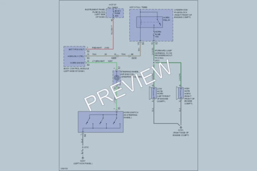 2011 Chevrolet Camaro Horn wiring diagram preview