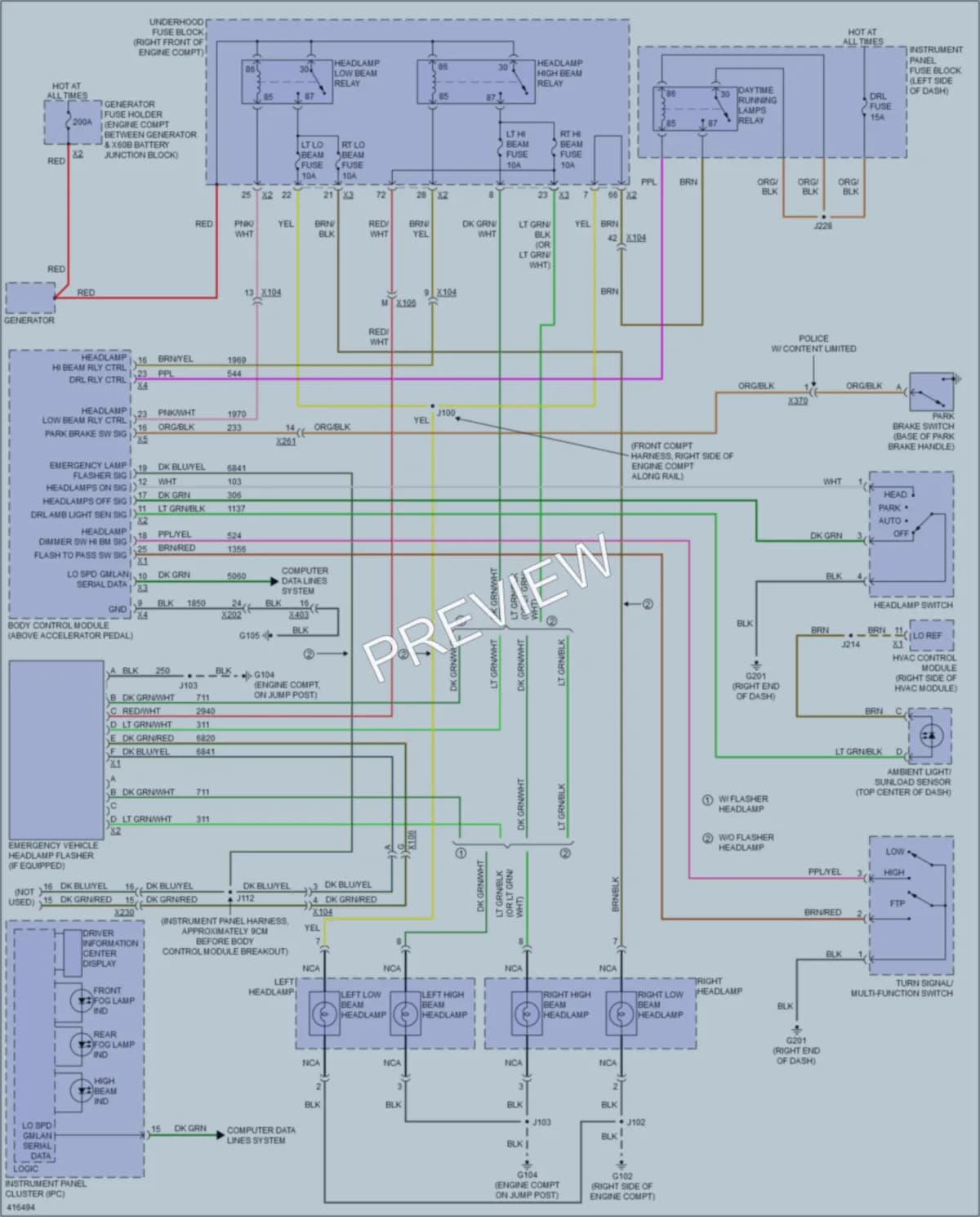 2011 Chevrolet Caprice Headlights wiring diagram preview
