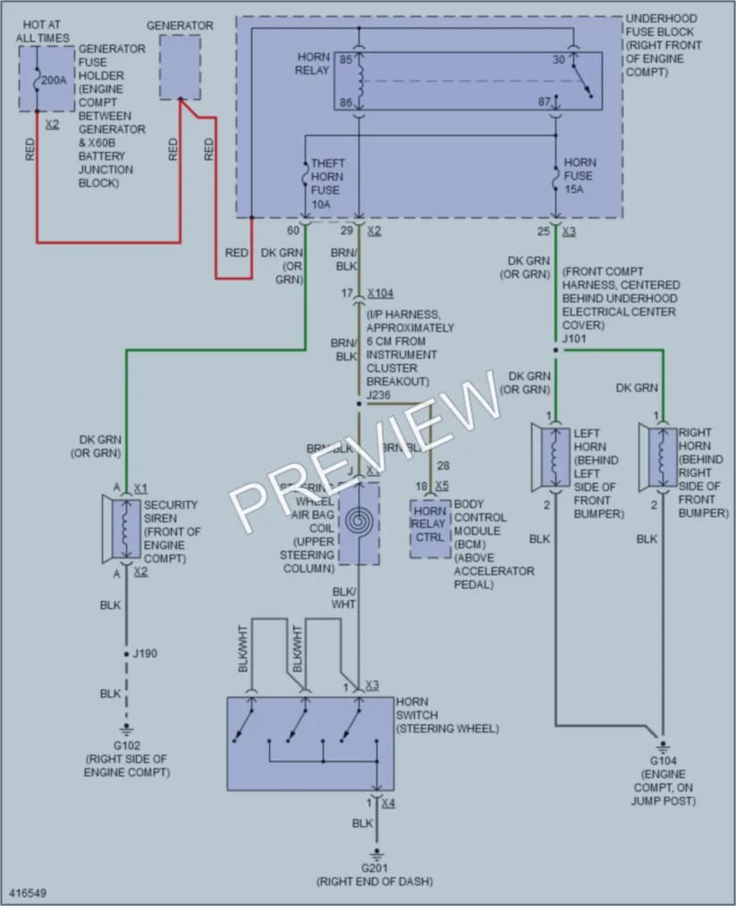 2011 Chevrolet Caprice Horn wiring diagram preview