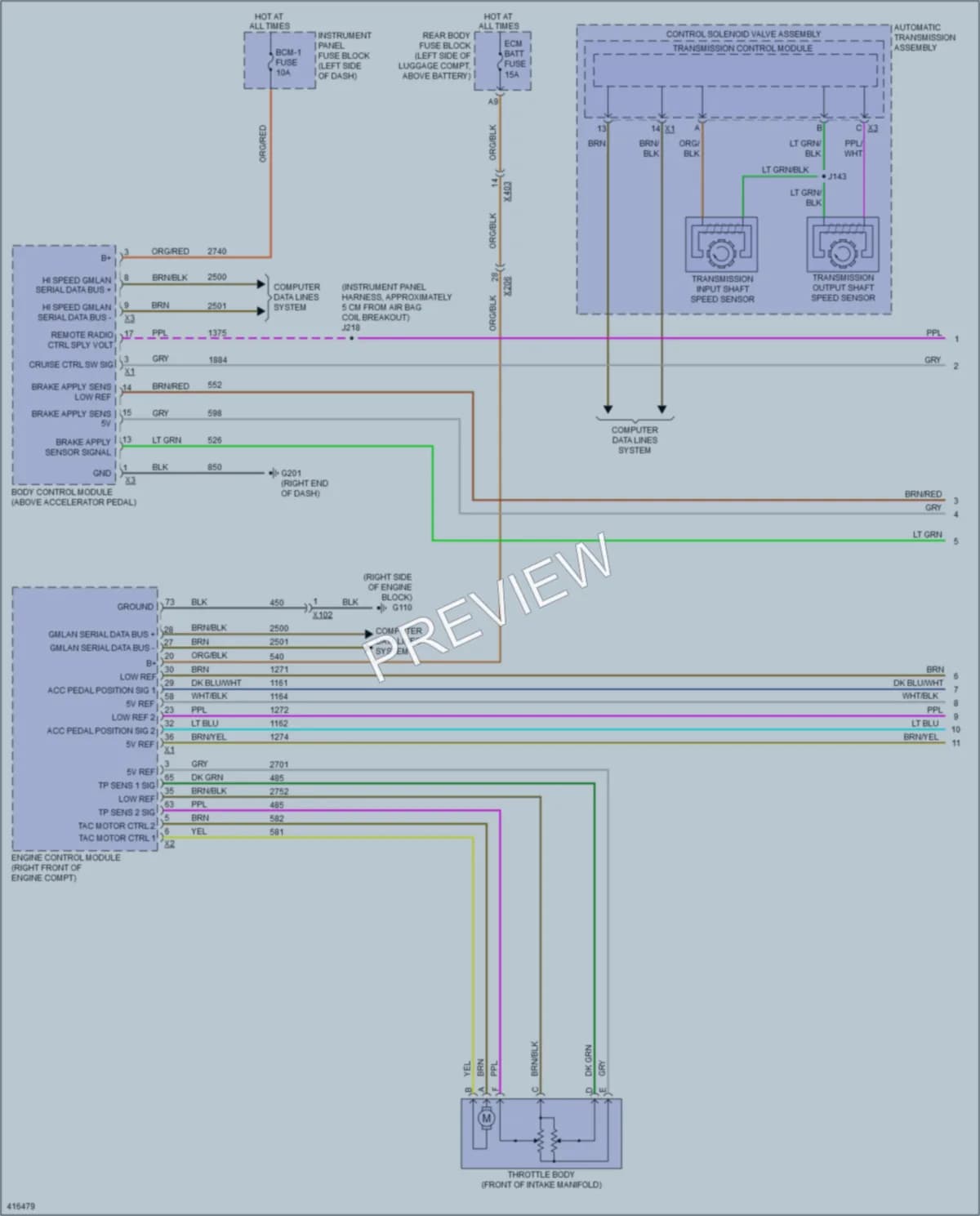 2011 Chevrolet CapricePPV Cruise Control wiring diagram preview