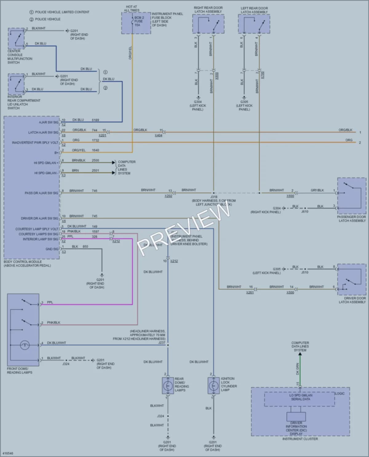 2011 Chevrolet CapricePPV Interior Lights wiring diagram preview