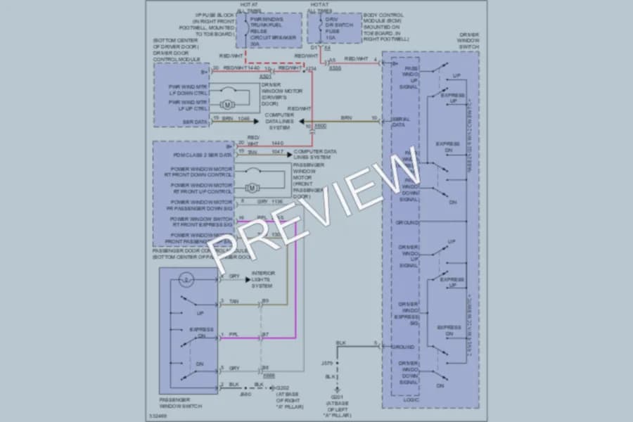 2011 Chevrolet Corvette Power Windows wiring diagram preview