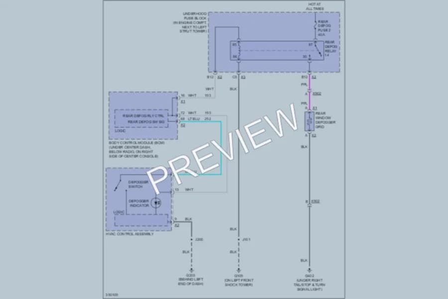 2011 Chevrolet HHR Defoggers wiring diagram preview