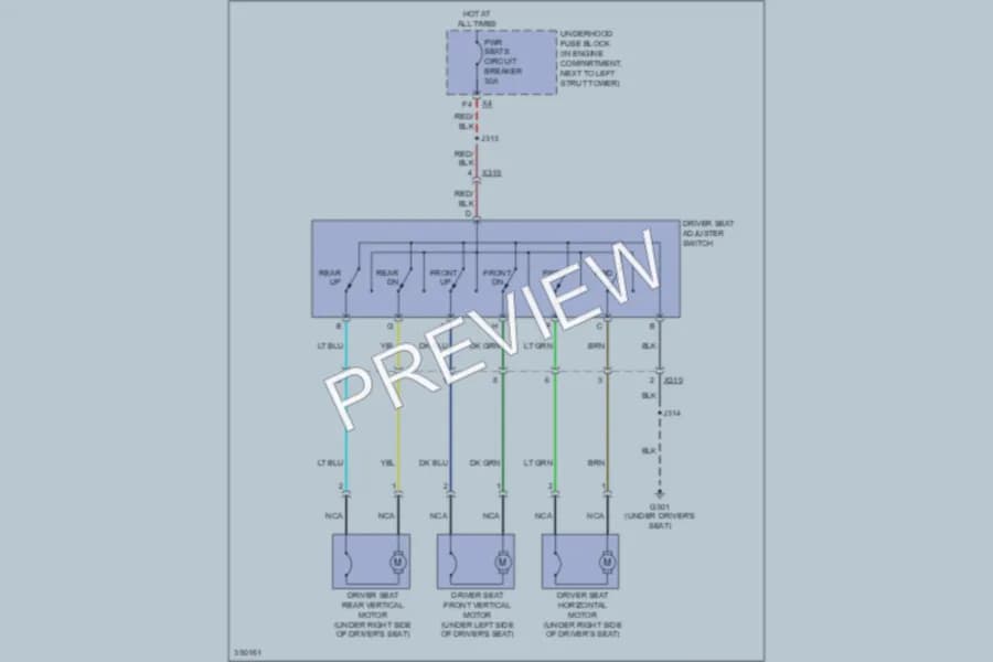 2011 Chevrolet HHR Power Seats wiring diagram preview