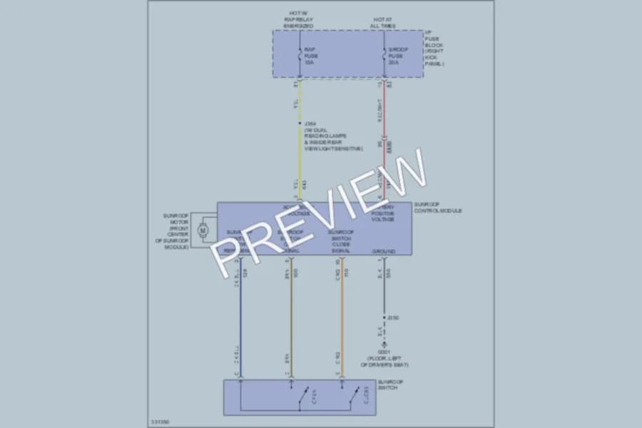2011 Chevrolet Impala Power Top Sunroof wiring diagram preview