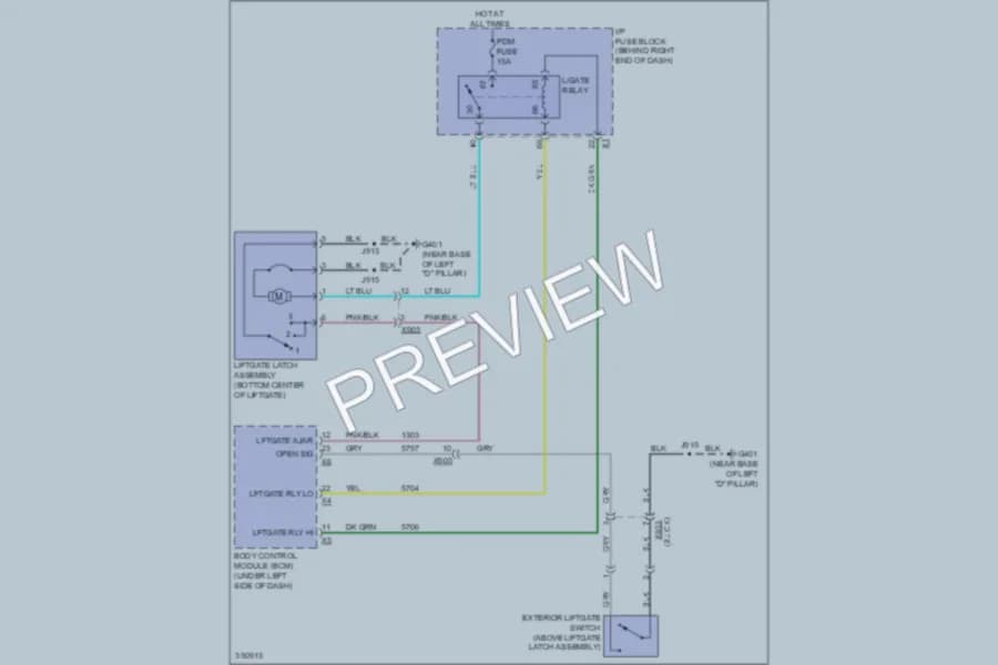 2011 Chevrolet Traverse Trunk Tailgate Fuel Door wiring diagram preview