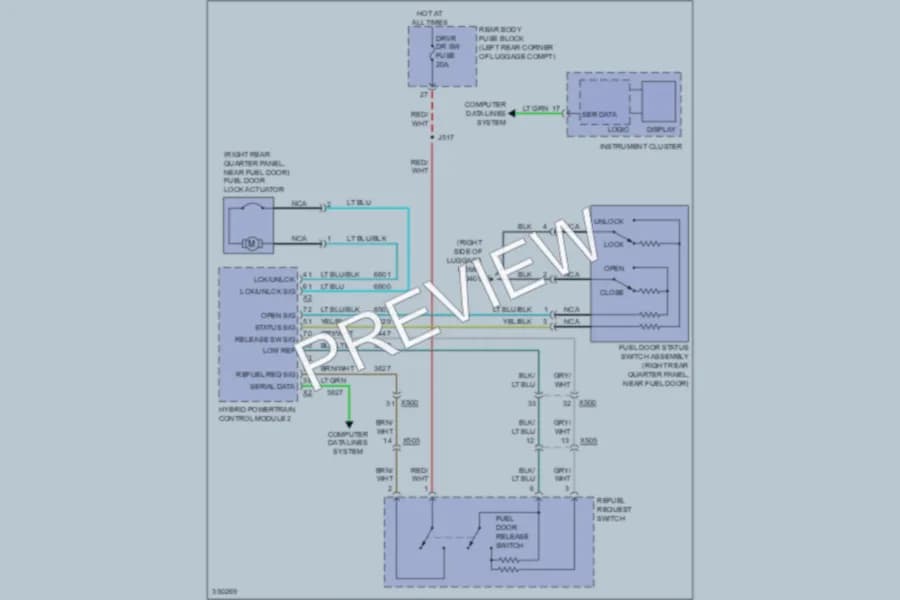 2011 Chevrolet Volt Trunk Tailgate Fuel Door wiring diagram preview