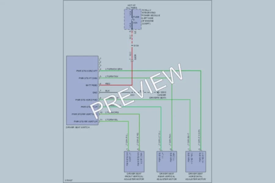 2011 Chrysler 200 Power Seats wiring diagram preview