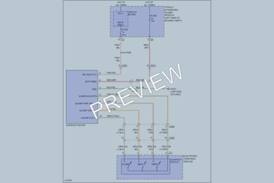 2011 Dodge Caliber Power Top Sunroof wiring diagram preview