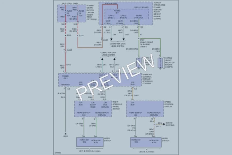 2011 Dodge Challenger Horn wiring diagram preview