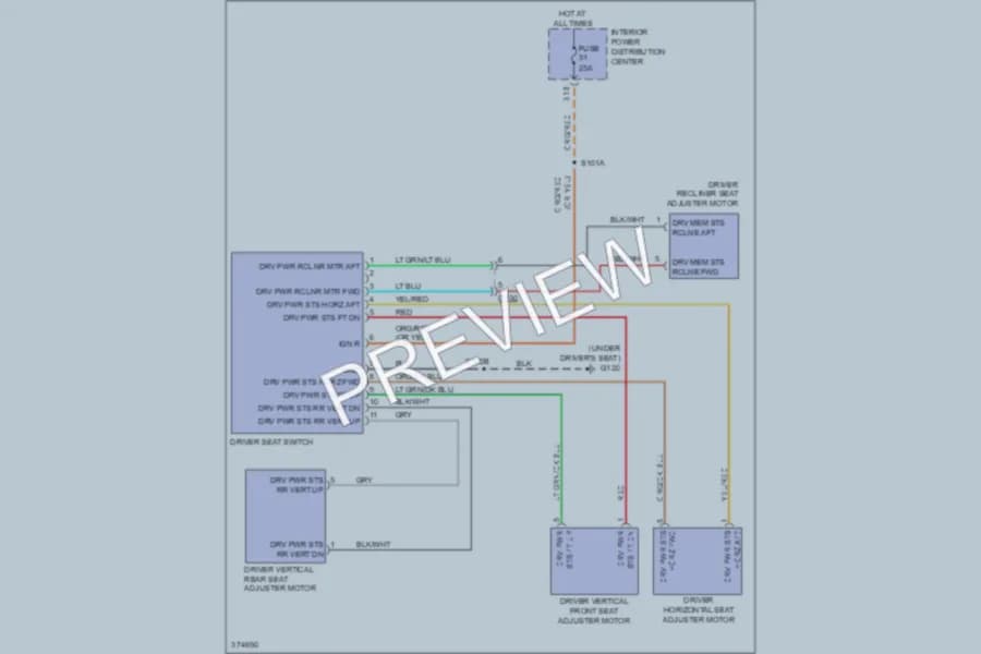 2011 Dodge Charger Power Seats wiring diagram preview
