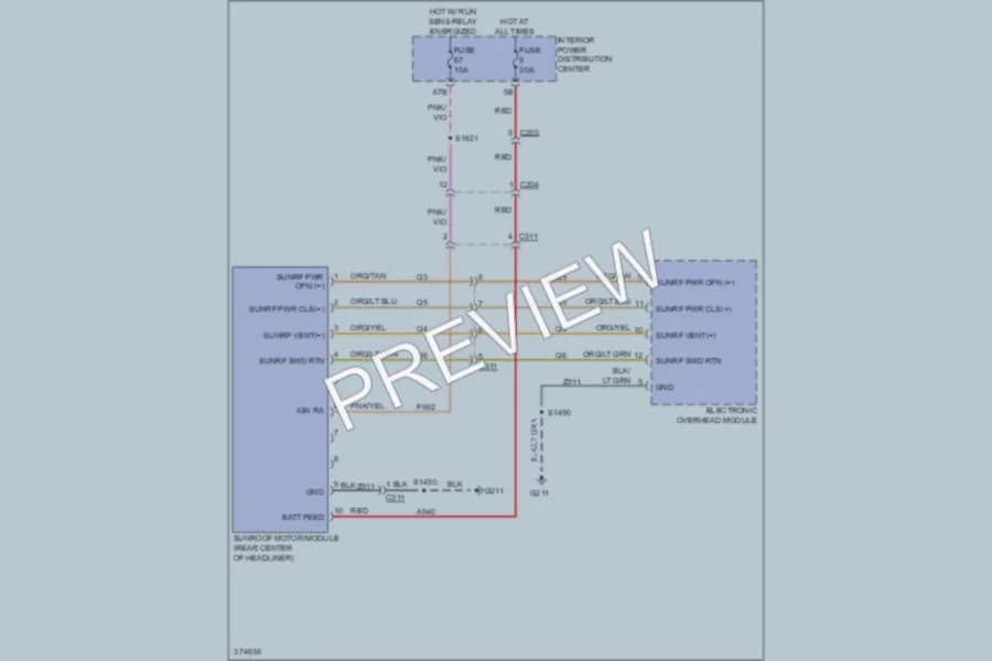 2011 Dodge Charger Power Top Sunroof wiring diagram preview