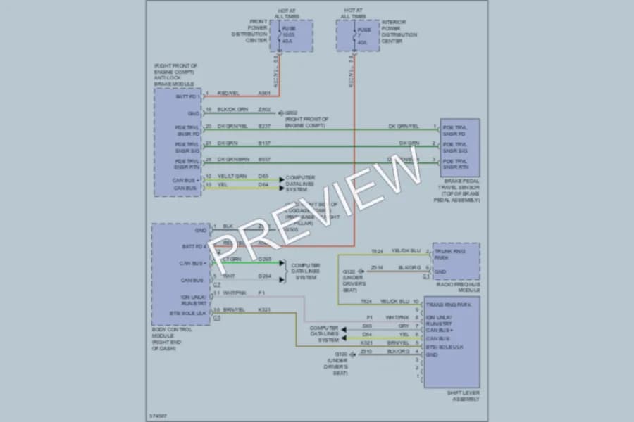 2011 Dodge Charger Shift Interlock wiring diagram preview