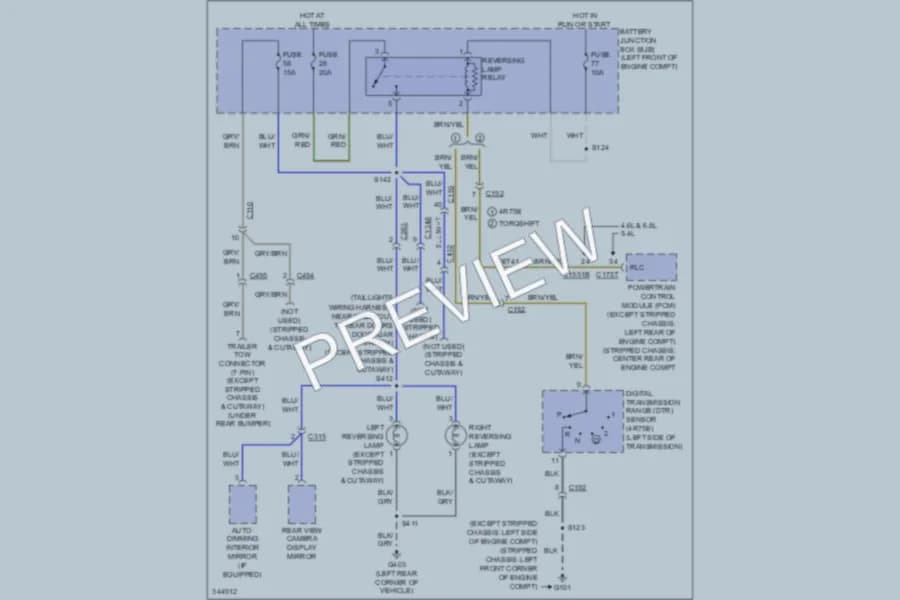2011 Ford E150 Exterior Lights wiring diagram preview with protected circuit layout