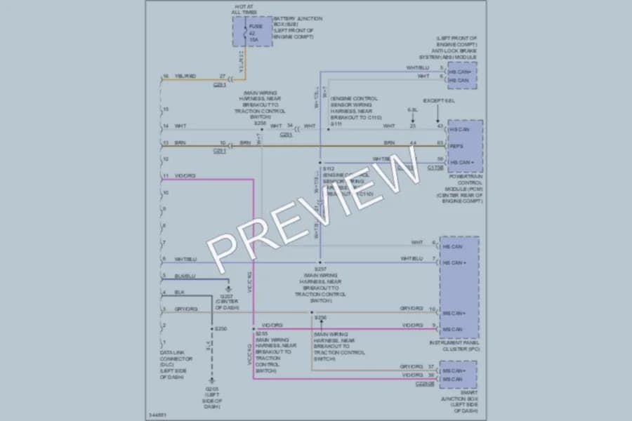 2011 Ford E250 Computer Data Lines wiring diagram preview with protected circuit layout