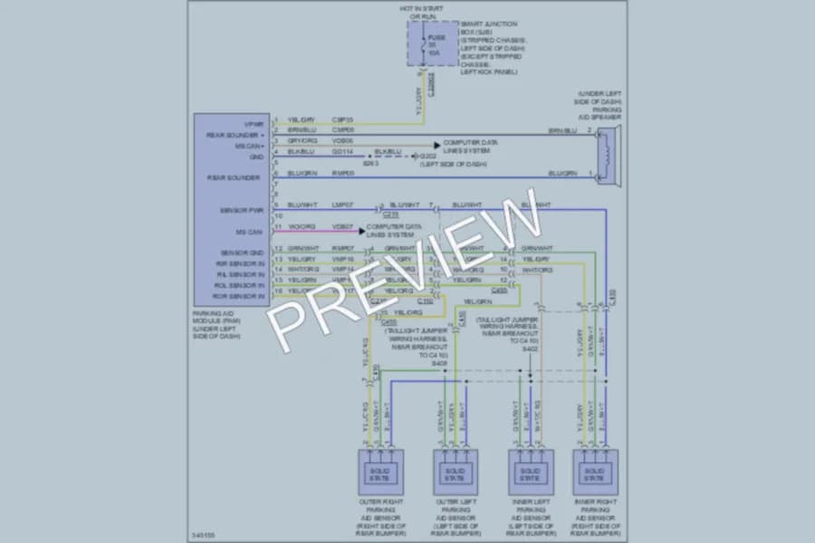 2011 Ford E250 Navigation wiring diagram preview with protected circuit layout