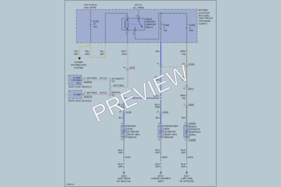 2011 Ford Escape Defoggers wiring diagram preview