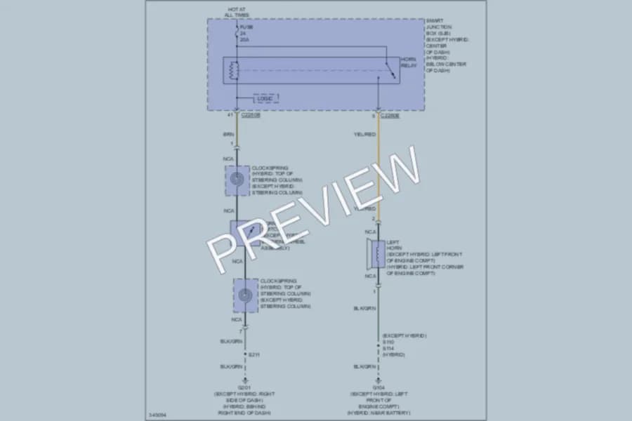 2011 Ford EscapeHybrid Horn wiring diagram preview