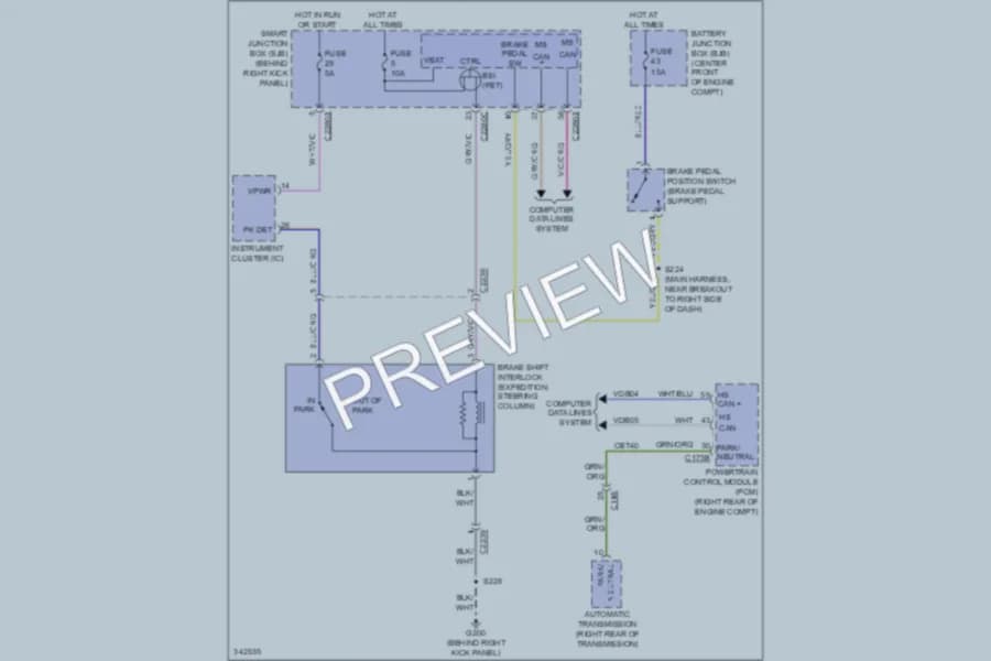 2011 Ford Expedition Shift Interlock wiring diagram preview