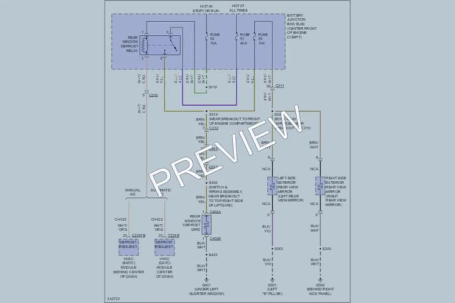 2011 Ford ExpeditionEL Defoggers wiring diagram preview