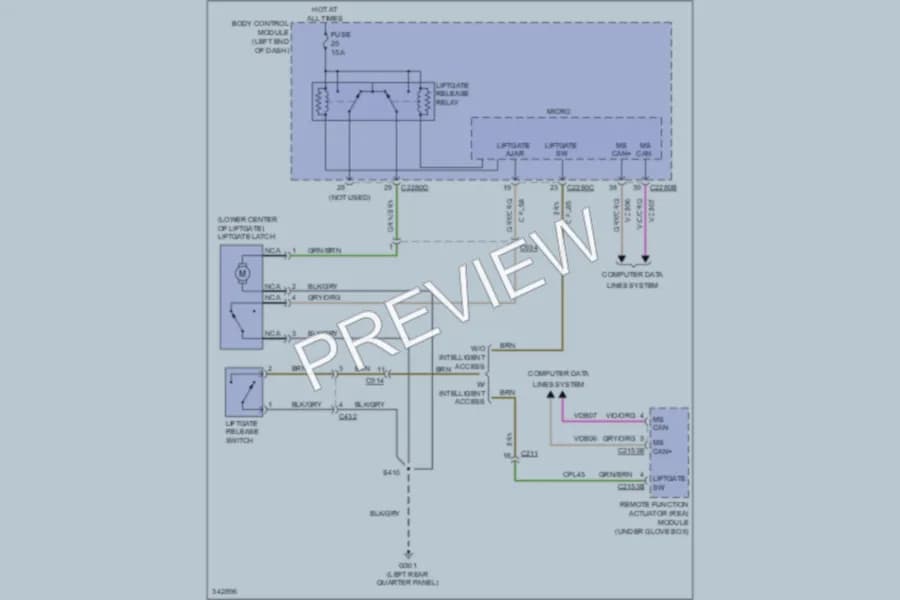 2011 Ford Explorer Trunk Tailgate Fuel Door wiring diagram preview