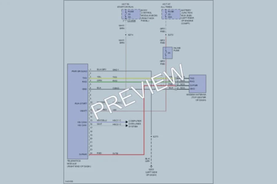 2011 Ford F350 Super Duty Navigation wiring diagram preview with protected circuit layout