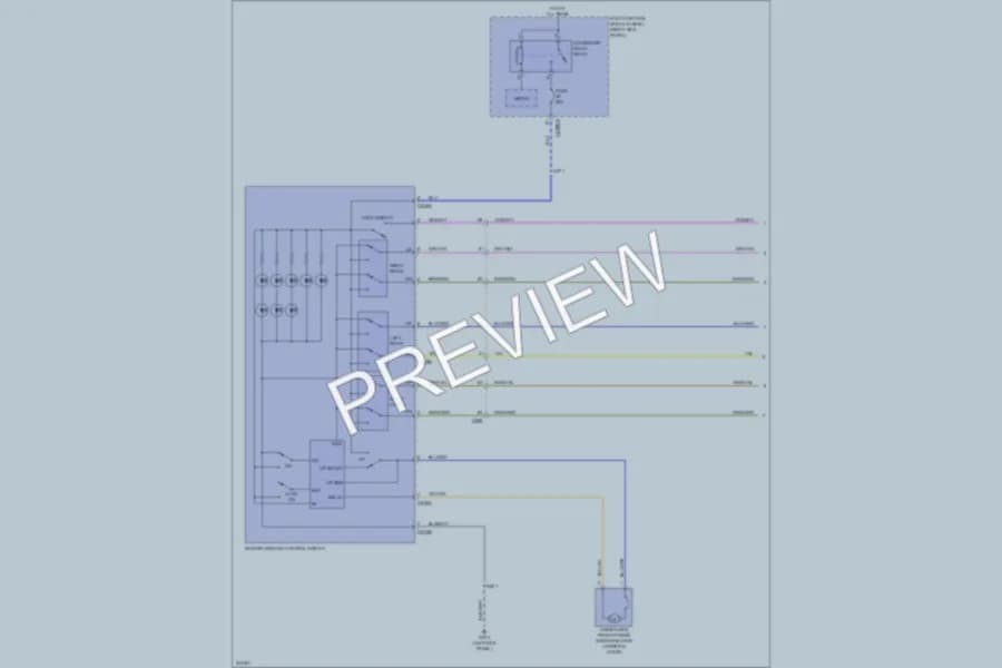 2011 Ford F350 Super Duty Power Windows wiring diagram preview with protected circuit layout