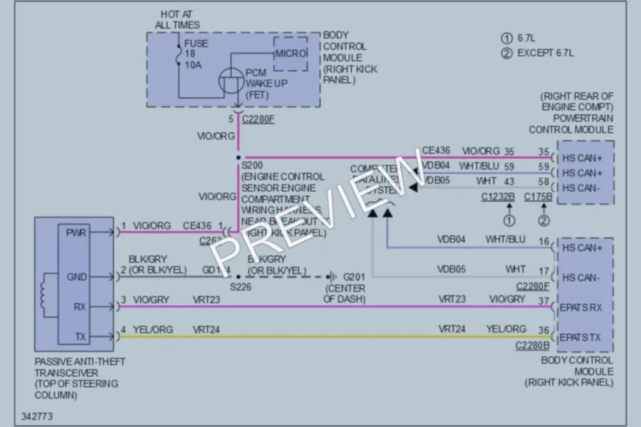 2011 Ford F550ChsCab Anti Theft wiring diagram preview