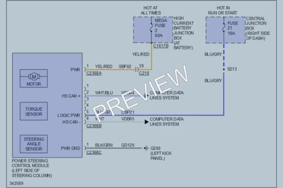2011 Ford Fiesta Electronic Power Steering wiring diagram preview
