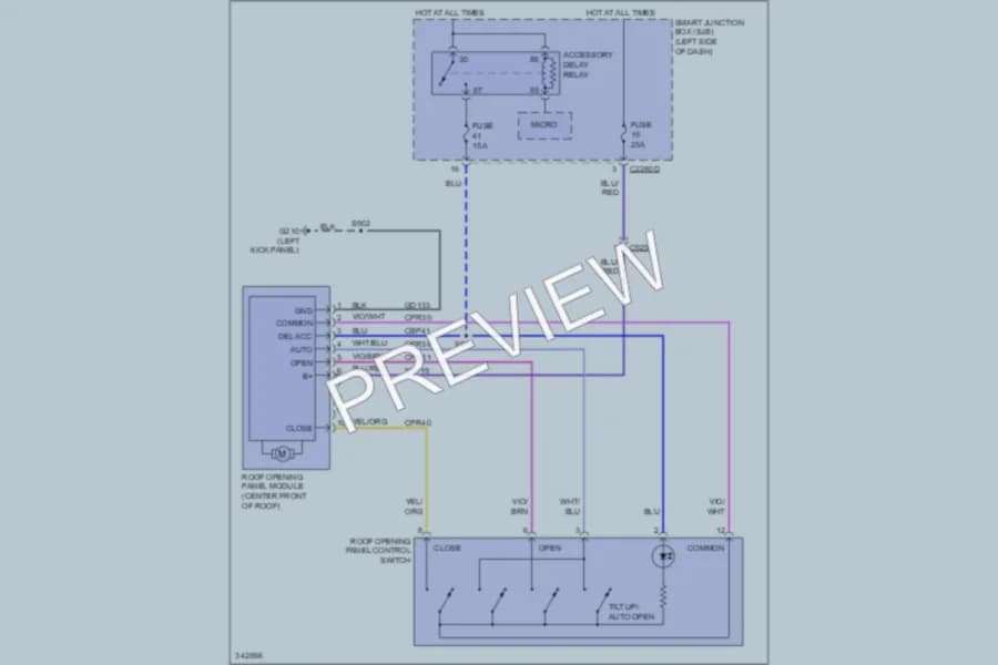 2011 Ford Flex Power Top Sunroof wiring diagram preview