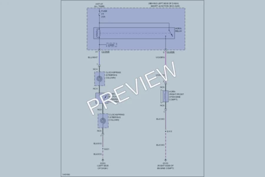 2011 Ford Focus Horn wiring diagram preview
