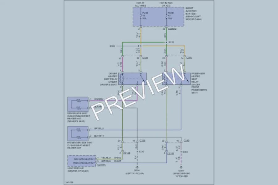 2011 Ford Focus Power Seats wiring diagram preview