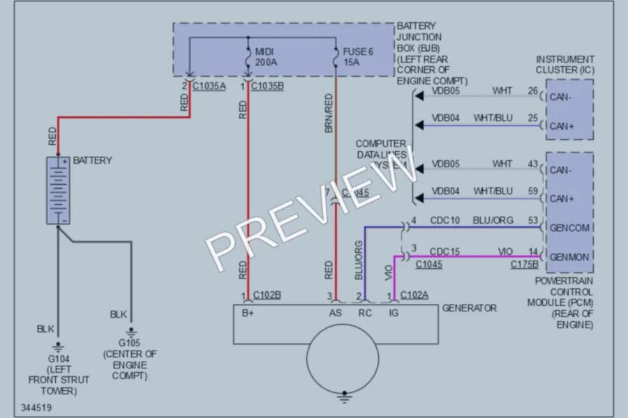 2011 Ford Focus Starting Charging wiring diagram preview