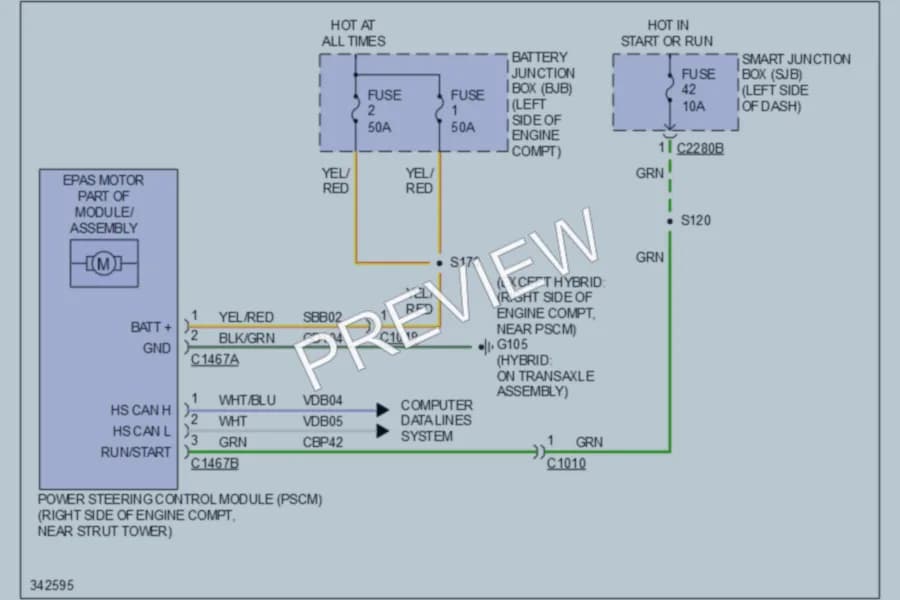 2011 Ford Fusion Electronic Power Steering wiring diagram preview