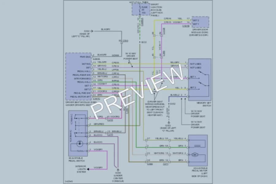 2011 Ford Taurus Memory Systems wiring diagram preview