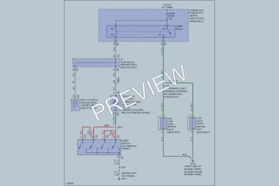 2011 GMC Acadia Horn wiring diagram preview