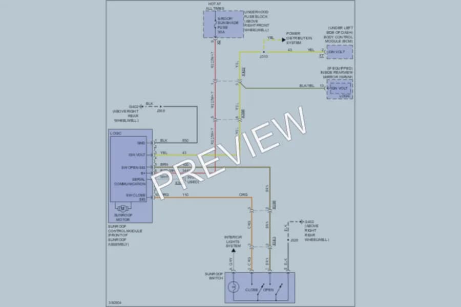 2011 GMC Acadia Power Top Sunroof wiring diagram preview
