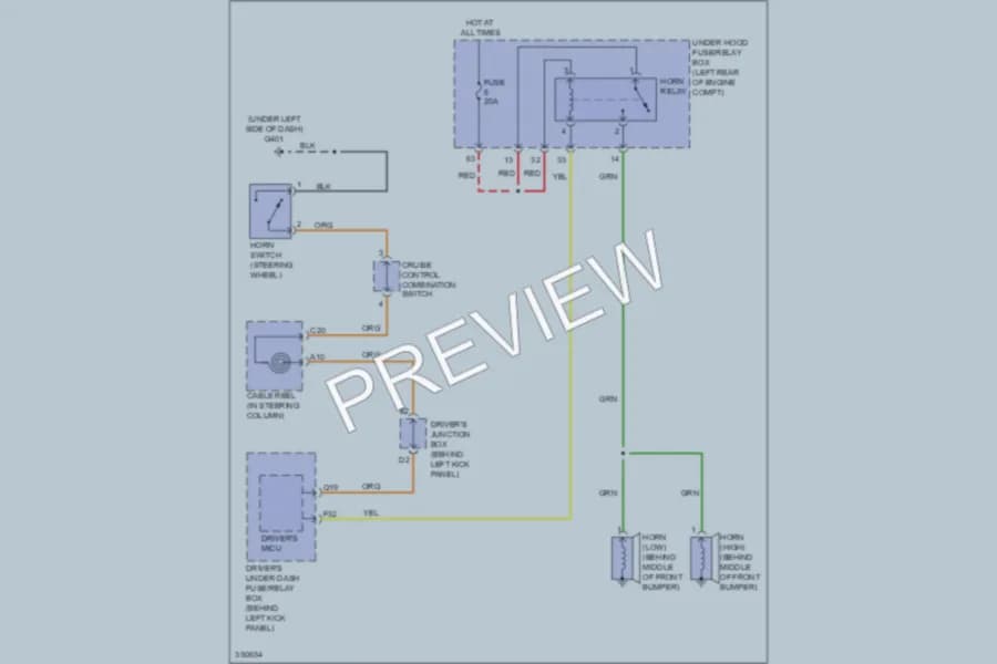 2011 Honda AccordCrosstour Horn wiring diagram preview