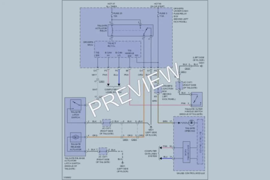2011 Honda AccordCrosstour Trunk Tailgate Fuel Door wiring diagram preview