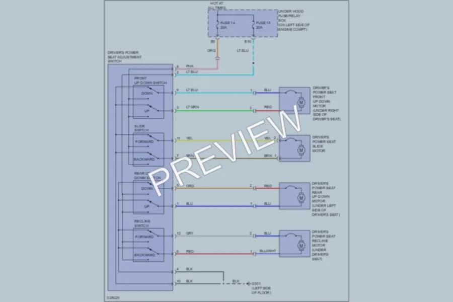 2011 Honda CRV Power Seats wiring diagram preview