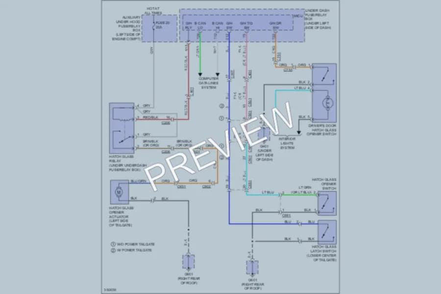 2011 Honda Pilot Trunk Tailgate Fuel Door wiring diagram preview