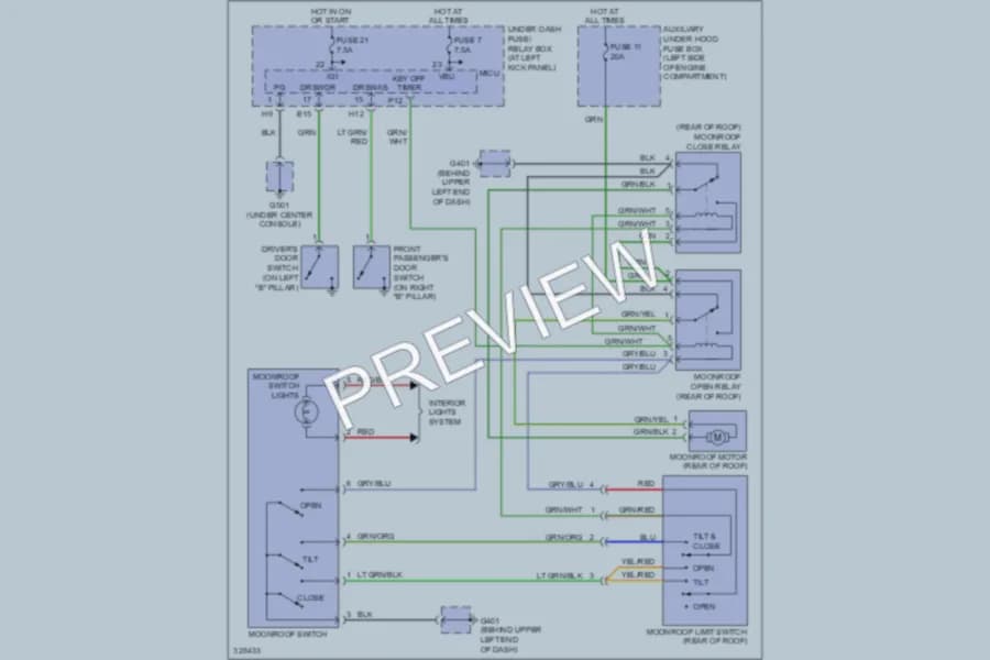 2011 Honda Ridgeline Power Top Sunroof wiring diagram preview